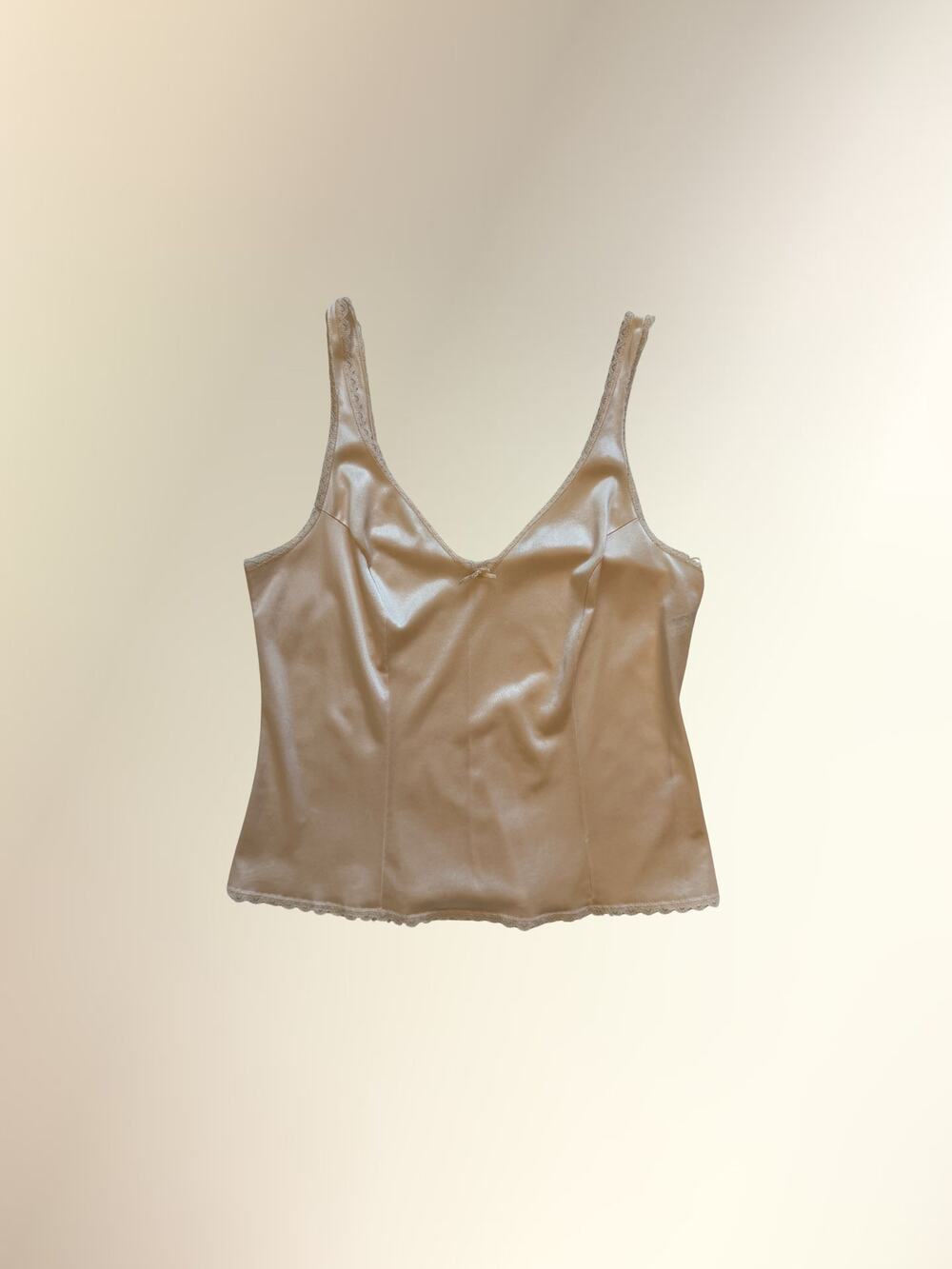 Vintage Warner's Champagne Satin Lace Trim Cami Tank Lingerie Sz 38